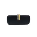 Elegant women's black evening clutch bag with chic dual rings clasp, perfect for party and dinner. - Black