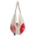 Bolso de hombro de punto tejido con linda decoración de peces, bolsa de playa boho. - Blanco