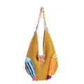 Bolso de hombro de ganchillo estilo étnico con linda decoración de pez, bolso de playa casual. - Amarillo