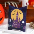 Halloween pillow paper box with purple castle bat ghost design for candy gift packaging - Style B