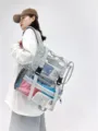 Transparent PVC backpack large capacity student school bag fashion functional style casual daypack - Gray