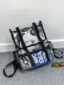 Transparent PVC backpack for men and women, large capacity stylish casual travel daypack. - Black