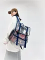 Transparenter PVC Rucksack für Damen und Herren, großer College Schultasche Wanderrucksack. - Blau