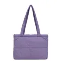 Purple quilted puffer shoulder bag, minimalist casual underarm tote for women daily commute. - S / Purple