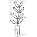 Detailtekening van de plantensteun met bladvormig ontwerp en duidelijke afmetingen. - 14*31.5cm / Schwarz