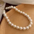 French vintage baroque pearl necklace, elegant white pearl clavicle chain for women daily wear - 7# Necklace-White
