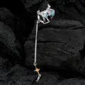 Orecchini a clip lunghi gatto pesce in argento sterling S925 gioielli alla moda - Stile Asimmetrico con Ciondolo Gatto Pesce (Singolo) (E5286) / Argento 925 / 1 Pezzo/Confezione