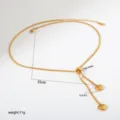 Gold Stainless Steel Heart Lariat Necklace Adjustable Box Chain Jewelry for Women Gift - Heart Shaped 3D Pendant Necklace (B168)