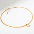 Elegante gouden roestvrijstalen slangenketting ketting met sprankelende zirkoon hanger - Gouden Stijl (G49)
