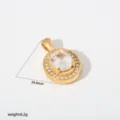 Goldfarbener ovaler Strassanhänger Edelstahl Modeschmuck Detailansicht 24,4mm 6,2g - Anhänger Ohne Kette (G47)