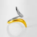 Anillo ajustable de acero inoxidable bicolor joyería de moda minimalista moderna - Estilo Curva Aerodinámica Bicolor