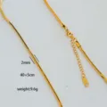 Collar de cadena de serpiente dorada para mujer, ancho 2mm longitud ajustable 40+5cm. - Cadena de Serpiente Plana (B19)