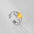 Anillo Ajustable Corazon Bicolor de Acero Inoxidable Joya de Moda Elegante Mujer - Estilo Pentagrama Corazón Doble Capa Bicolor