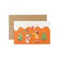 Niedliche Weihnachtskarte mit Umschlag, Goldprägung, Cartoon-Eisbär Illustration für Kinder. - Cartoon 1 - Mädchen