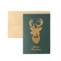 Perlmutteffekt geprägte Goldfolie Weihnachts-Grußkarte mit Umschlag, elegantes Feiertagsdesign. - Geweih