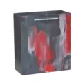 Bolsa de regalo de papel abstracto rojo negro gris con asas de cuerda blanca compras. - Abstracto uno / M