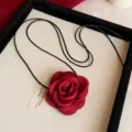 French luxury fashion red rose fabric necklace niche creative design choker for women aesthetic - L / Red