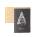 Luxus Silberfolie Weihnachten Grußkarte mit Kraftpapier Umschlag für Festtagsgeschenk. - Weihnachtsbaum / Holzkohleschwarz