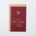 Rote Grußkarte mit Metallblumen-Anhänger und Kraftpapier-Umschlag, Vintage-Stil. - Topfpflanze / Inklusive Umschlag