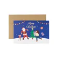 Niedliche Weihnachtsgrußkarte mit Goldfolien-Design, Cartoon Weihnachtsmann, inkl. Umschlag. - Cartoon 1 - Weihnachtsmann