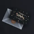 Schwarze Goldfolien Geburtstagsgrußkarte mit Umschlag, elegante leere Karte für Geschenk. - Happy Birthday Stern / 50 Blatt