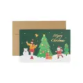 Weihnachtskarte süße Cartoon Kinder Heißprägung Xmas Karte mit Kraftpapier Umschlag neu - Cartoon 1 - Weihnachtsbaum