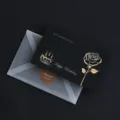Schwarze goldene Heissfolienpraegung Geburtstagsgruesskarte mit Umschlag und Siegel - Happy Birthday Rose / 50 Blatt