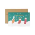 Süße Cartoon Weihnachts-Grußkarte mit Goldfolien-Design und passendem Briefumschlag. - Cartoon 1 - Weihnachtssocke