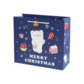 Weihnachtstüte Papier Geschenktüte süßer Bär Cartoon Einkaufstasche Festliche Verpackung - Blau-Groß