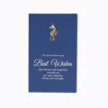 Vintage blaue Grußkarte mit Goldfolientext und Metall-Seepferdchen-Anhänger für Geschenke. - Seepferdchen Stil (Mit Umschlag)