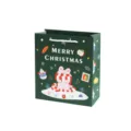 Weihnachtsgeschenkbeutel niedliches rosa Tier dunkelgruene Papiertuete festliche Verpackung - Grün - M