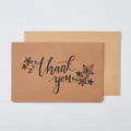 Vintage Kraftpapier Dankeschön Grußkarte mit Umschlag für Business und Feiertage. - thank you Blütenzweig Stil (Mit Umschlag)