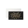 Schwarze Weihnachtsgrußkarte mit edler Goldprägung und weißem Umschlag für festliche Grüße. - Baumzweig / Schwarz