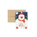 Weihnachtsgrußkarte mit süßem Schneemann-Design, 3D-Pompon-Nase und passendem Kraftpapier-Umschlag. - Schneemann