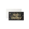 Weihnachtskarte schwarz Goldfolie geprägt Luxus Feiertag Grußkarte mit weißem Umschlag - Schneeflocke / Schwarz