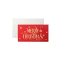Rote Weihnachtsgrußkarte mit passendem weißem Umschlag, elegantes gold geprägtes Festtagsdesign. - Schneeflocke / Rot