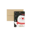 Weihnachtskarte mit niedlichem Schneemann Design, rotem Pompon und passendem Kraftpapierumschlag. - Beeren Schneemann