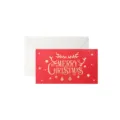 Weihnachtsgrußkarten-Set mit Goldfolie Merry Christmas Text und weißem Umschlag für Feiertage. - Baumzweig / Rot