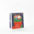 Weihnachtsgeschenktüte mit süßem Mädchen Cartoon Design Papierhandtasche Geschenktasche - Weihnachtskollektion für kleine Mädchen - Weihnachtssocken