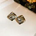 Vintage schwarz Gold quadratische Strass Ohrstecker elegante retro geometrische Modeschmuck - Gold-Schwarz (118#)