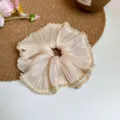 Vintage satin pearl haarscrunchie elegante chique haarband voor vrouwen dagelijkse styling - Wit