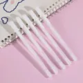 Set of 5 white minimalist gel pens, smooth writing markers for school and office use. - Single Piece / 0.7mm White