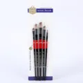 Detailed view of the 5-piece nylon bristle artist paint brush set for oil and acrylic. - 5 Brushes / Black and Red Handle