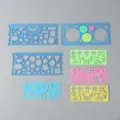 Multi-functional geometric drawing template rulers set, creative spirograph stencils for kids art. - Blue