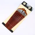 Professional artist paint brush set with round and flat tips for oil and watercolor painting. - 0#-24# / Coffee