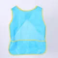 Children waterproof sleeveless art apron detail view blue fabric with yellow trim. - For Kids Aged 4-6 / Sleeveless Aprons in Blue