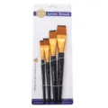 4pcs flat head artist paintbrush set student watercolor acrylic oil painting brushes - 4-Piece Short Handle Flat Paintbrushes / Navy Blue