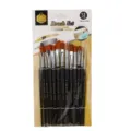 12pcs Paint Brush Set Artist Watercolor Acrylic Oil Painting Brushes Black Handle - Black