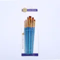 Set of 6 nylon artist paintbrushes with blue handles, ideal for watercolor, acrylic, and oil painting. - 6-Piece Pearlescent Blue Brush Set / Blue