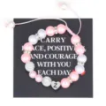Handmade pink white pearl charm bracelet with stainless steel letter Z heart pendant - Letter Z